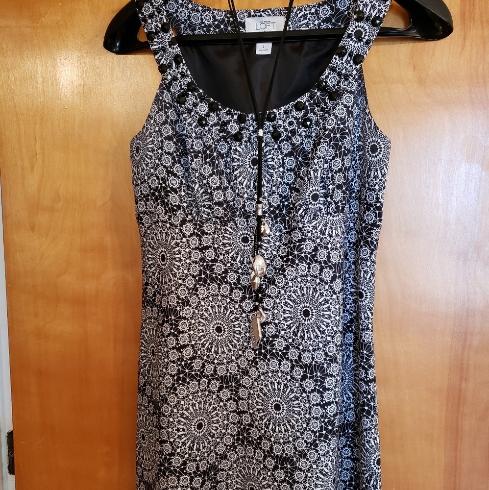Anne Taylor Loft black jeweled neck dress size 2